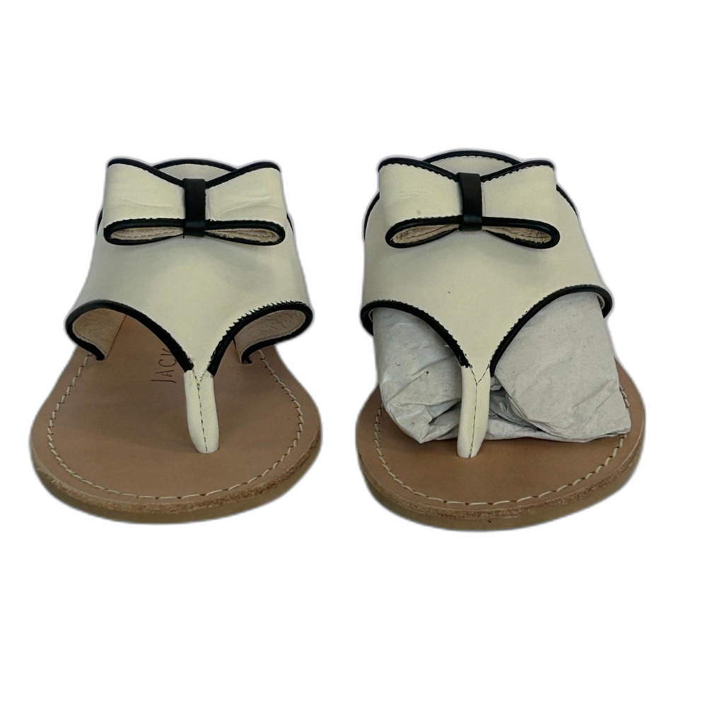 Jack Rogers Sandal’s Women’s Size 7.5M Color Cream Black Tan Made in Brazil - Picture 3 of 12